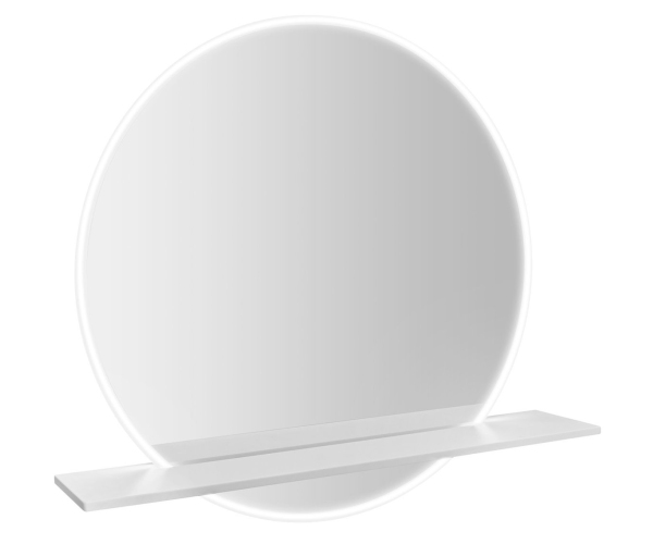Sapho Viso Kulaté Zrcadlo S Led Osvětlením A Policí ø 70cm, Bílá Mat