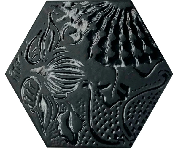 Vzorovaný obklad Codicer Gaudi Lux Black Hex. 22x25  - černá