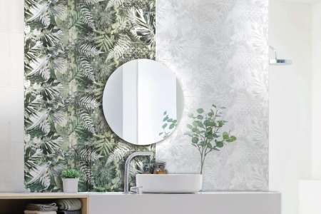 Luxusní obklad připomínající džungli Brennero Habita Scenic Green a White 33,3x100