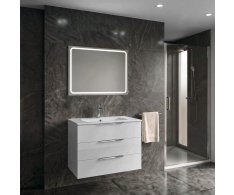 Sapho Set Koupelnová Skříňka Cirasa 80cm S Umyvadlem A Led Zrcadlem, 3x Zásuvka, Bílá Lesk