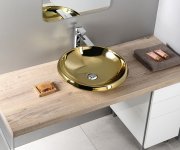 Creavit Minimal Umyvadlo Na Desku Kulaté, Průměr 45cm, Zlatá