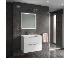 Sapho Set Koupelnová Skříňka Cirasa 70cm S Umyvadlem A Led Zrcadlem, 2x Zásuvka, Bílá Lesk