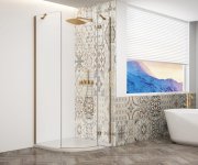 Gelco Trinity Gold Matt čtvrtkruhový Sprchový Kout 900x900mm, čiré Sklo, Pravé