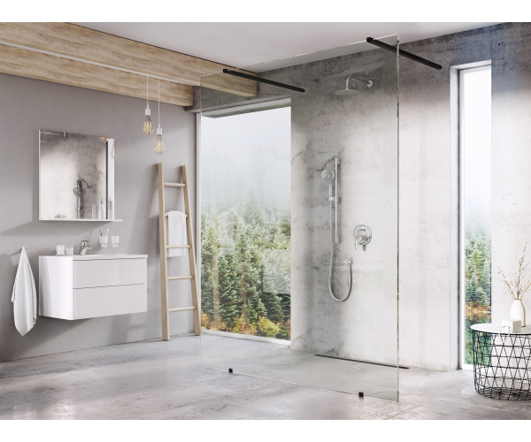 Sprchový kout Walk-In model Free - Walk-In Free Set 160, černá+transparent