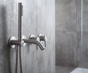 Sapho Minimal Podomítková Vanová Baterie S Hubicí A Ruční Sprchou, 2 Výstupy, Nerez Mat