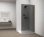 Polysan Esca Gold Matt Jednodílná Sprchová Zástěna K Instalaci Ke Stěně, Kouřové Sklo, 1100 Mm