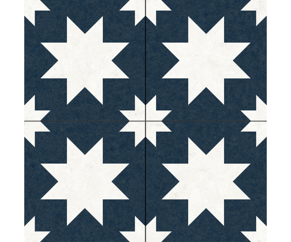 Retro dlažba Navarti Precut Star Navy 45x45 Matt.