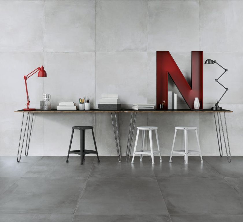 Realizace Obklad La Fenice X-beton Concrete Grey 90x90cm