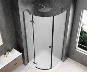 Polysan Globe Gun Metal čtvrtkruhový Sprchový Kout 800x800mm, Matné Sklo, Levé