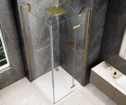 Polysan Globe Gold Matt čtvercový Sprchový Kout 800x800mm, čiré Sklo, Pravé