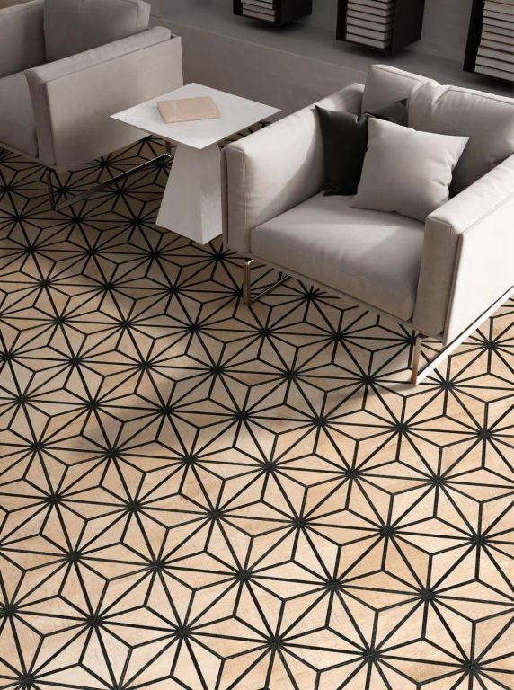 Realizace Codicer Tribeca Beige - vzorovaná šestihranná dlažba