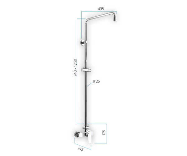Mereo Nástěnná Sprchová Baterie Dita 150 Mm Se Sprchovou Tyčí Bez Příslušenství