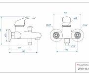 Vanová Stěnová Baterie Bez Příslušenství, Rozteč 100 Mm - Chrom – Zora ZR3110-100