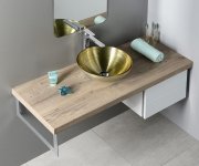 Sapho Murano Soft Brown Skleněné Umyvadlo Na Desku, Průměr 40cm, Zlatá/stříbrná