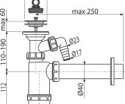 Sifon Umyvadlový Pr.40 Mm, S Přípojkou A Nerezovou Mřížkou Pr.63 Mm ALC-A41P