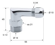 Sapho Připojovací Koleno M1/2"x10, Chrom