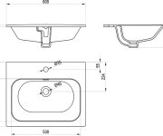 Umyvadlo Chrome Slim, keramické - Umyvadlo Chrome Slim 70 keramické, s otvorem pro baterii, s přepadem, bílá XJX01170002