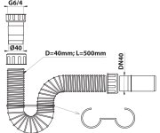 Bruckner Flexy Dřezový Sifon Flexibilní 6/4", Dn40, Bílá