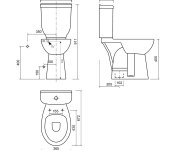 Creavit Handicap Wc Kombi Zvýšený Sedák, Spodní Odpad, Bílá