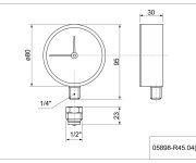 Termomanometr Se Spodním Napojením G 1/4" + 1/4fx1/2m, D 80 Mm, 0 - 120°c, 0 - 6 Bar 05898-R45.06