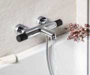 Sapho Solaris Nástěnná Vanová Termostatická Baterie, Chrom/černá Mat