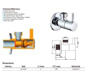 Aqualine Rohový Kulový Ventil 1/2"x3/8", Kulatý, Chrom