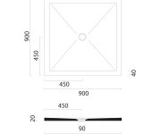 Gsi Keramická Sprchová Vanička, čtverec 90x90x2cm, Creta Mat
