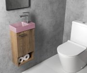 Sapho Piccolino Betonové Umývátko 30,8x17cm, Baterie Vpravo, Růžová Mat