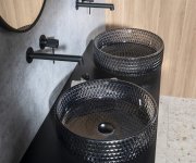 Sapho Maragua Skleněné Gravírované Umyvadlo Na Desku ø 39,5cm, černá