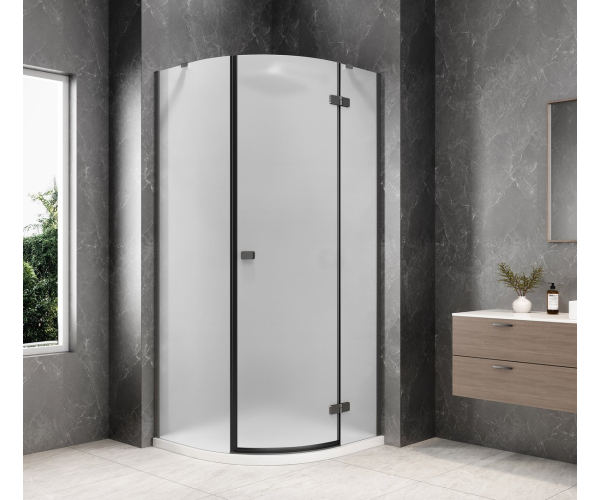 Polysan Globe Gun Metal čtvrtkruhový Sprchový Kout 900x900mm, Matné Sklo, Pravé