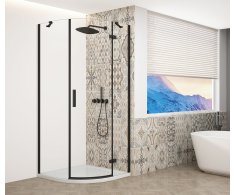 Gelco Trinity Black čtvrtkruhový Sprchový Kout 900x900mm, čiré Sklo, Pravé