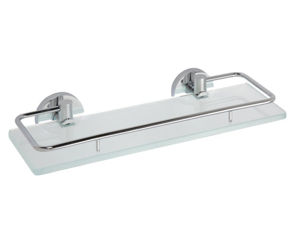 Sapho X-round E Skleněná Polička S Výklopnou Hrazdou 300x130mm, Mléčné Sklo, Chrom