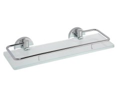 Sapho X-round E Skleněná Polička S Výklopnou Hrazdou 300x130mm, Mléčné Sklo, Chrom