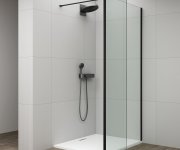 Polysan Esca Black Matt Sprchová Zástěna, Fixní Sklo 900 Mm, Otočný Panel 600 Mm