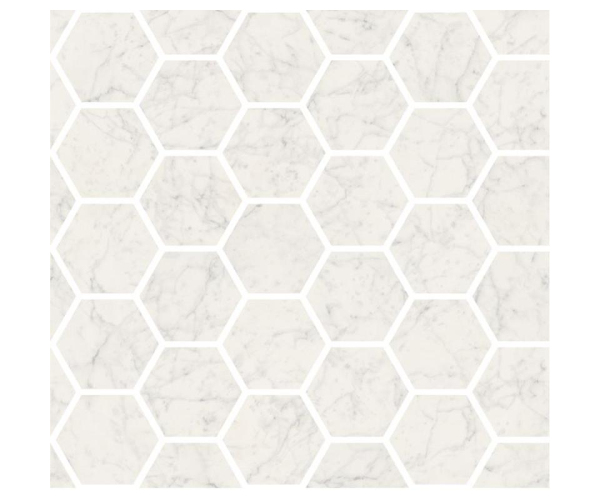 Mozaika jako mramor Fioranese Marmorea Bianco Gioia effect MOSAICO ESAGONI 30x30 Luc. Rett. - bílá