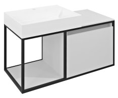 Sapho Skara Umyvadlová Skříňka 100x49,5x46,5cm, černá Mat/bílá Mat