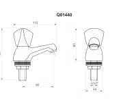 Stojánkový Výtokový Ventil Umyvadlový Klasický - Chrom Rukojeť -  Madison Q01440