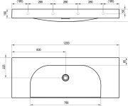 Umyvadlo Lite 120/80 S, bez otvoru pro baterii, bez přepadu - Umyvadlo Lite 120/80 S, bez otvoru pro baterii, bez přepadu XJX01312000