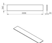 Sapho Plato Deska Rockstone 2200x24x360mm, Bílá Mat