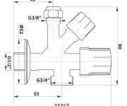 Bruckner Kombinovaný Ventil 1/2"x3/4"x3/8", Chrom
