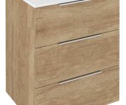 Sapho Set Koupelnová Skříňka Cirasa 60cm S Umyvadlem A Led Zrcadlem, 3x Zásuvka, Dub Alabama