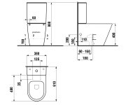 Sapho Paco Wc Kombi, Rimless, Spodní/zadní Odpad, černá Mat