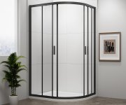 Polysan Easy Black čtvrtkruhová Sprchová Zástěna 1000x800mm, L/r, čiré Sklo