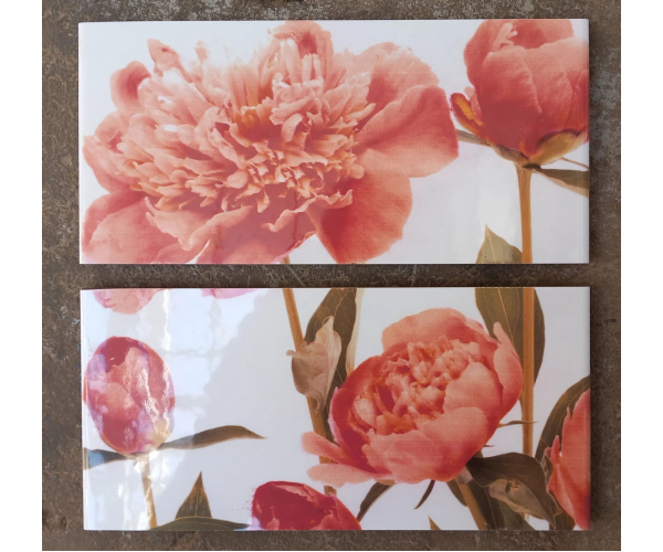 Retro dekor Brennero Ricordi Blooming Bordeaux 2 pz. misti list. 9,5x20 MIX (skladem)