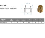 Vsuvka Přechod Cu Vnější 28mm X 5/4" 07681MZ28-54