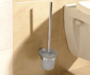 Aqualine Samba Wc štětka Závěsná, Mléčné Sklo, Chrom