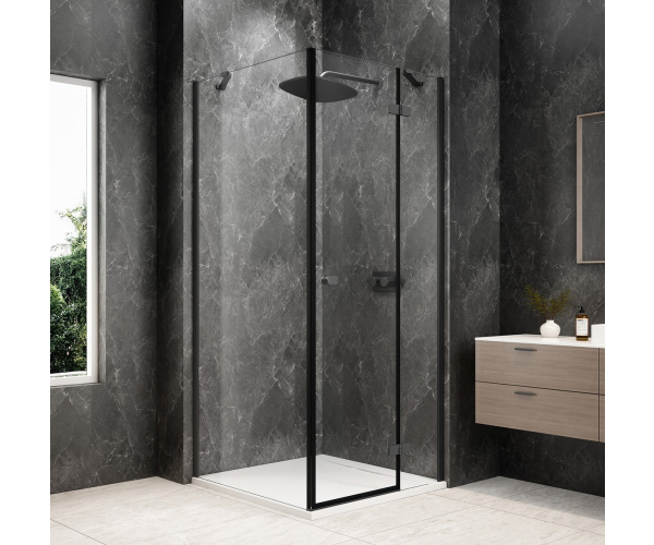 Polysan Globe Gun Metal čtvercový Sprchový Kout 800x800mm, čiré Sklo, Pravé