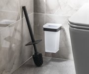 Gedy Samoa Wc štětka Závěsná, Mléčné Sklo, černá Mat
