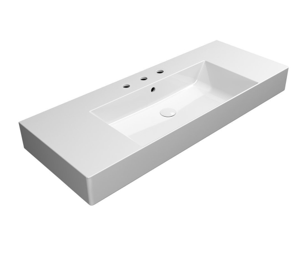 Gsi Kube X Keramické Umyvadlo 120x47cm, S Odkládacími Plochami, 3 Otvory, Bílá Extraglaze
