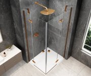 Polysan Globe Copper Matt Obdélníkový Sprchový Kout 1100x1000mm, Rohový Vstup, čiré Sklo